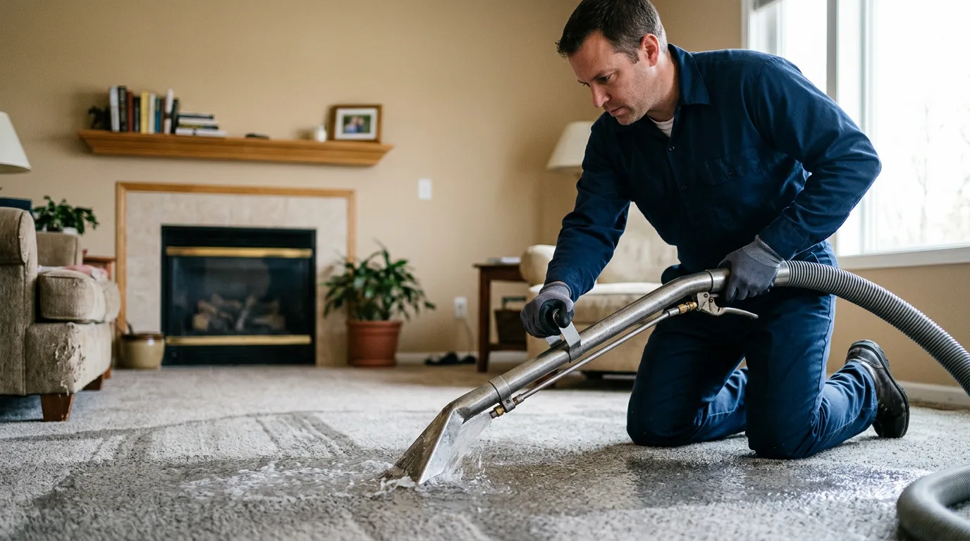 Water damage restoration technician working near Danevang, TX